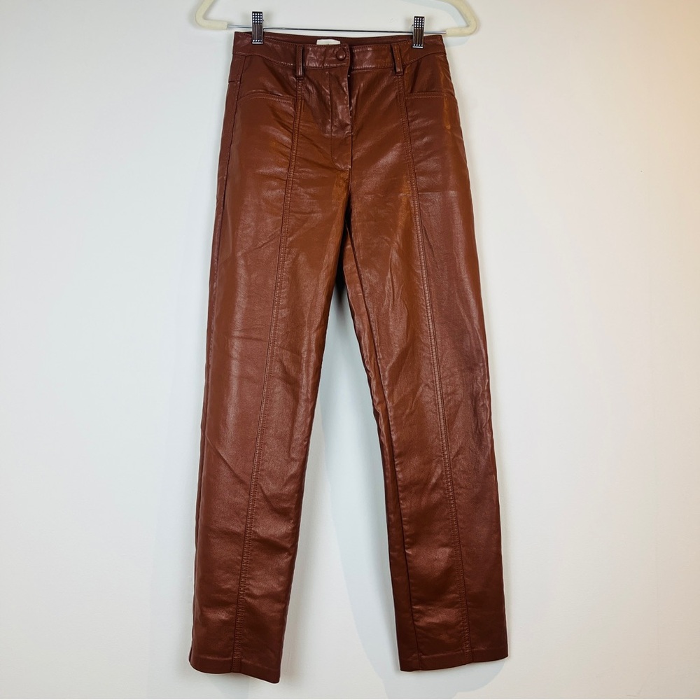 Aritzia Wilfred Tan Faux Leather Pants Size 4